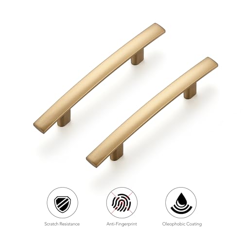 Image of Ravinte 20 Pack Cabinet Handles Champagne Bronze Cabinet Pulls Kitchen Cabinet Handles,Curved Drawer Pulls in 5-3 /16 Inch Length with 3 Inch Hole Center Arch Kitchen Cabinet Hardware