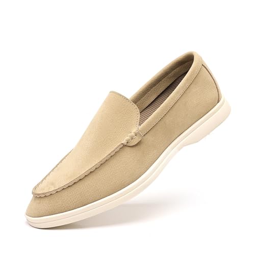 [DMGYCK] Men's Dress Loafers Casual Slip On Lightweight Business Formal Shoes(Yellow,25.5cm)