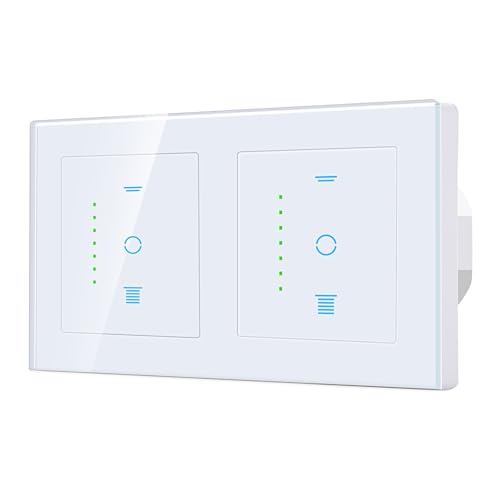 SMARTERCURRY [Gen6.1] 2 Fach WLAN Rolladenschalter Smart Prozentgenaue Steuerung Jalousieschalter Rolladensteuerung mit Neutralleiter APP-Fernbedienung/Zeitsteuerung mit Google/Alexa
