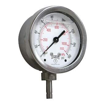 Winters Instruments PTS827-TS - Medidor de tubo de acero inoxidable, esfera de 2-1/2 pulgadas, 300 PSI