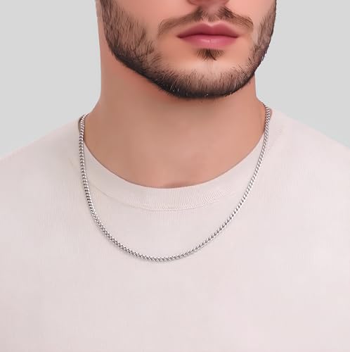 3.5mm/5mm Silver Stainless Steel Cuban Link Chain Necklace Jewelry for Men, 18-26 Inches3