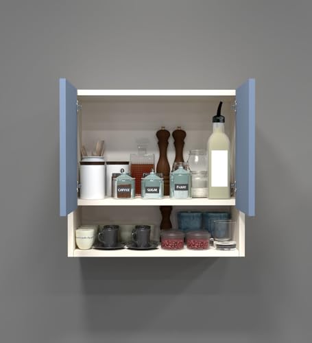 Image of SPECIALITY PANELS 2 Door Wall Cabinet with UV Profile Shutter | Wall Mounted Storage Cabinet for Kitchen Bathroom Living Room | Wooden Wall Cabinet Organizer Blueberry Finish DIY Assembly