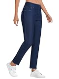 Amzdora High Waisted Jeans for Women Stretchy Jeggings Tummy Control Straight Ankle Jeans Pull On with Pockets Trendy Casual, 10, Indigo