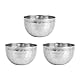Equinox 536183 Set 3 Schalen aus gehämmertem Edelstahl, Ø 9 cm, H 5 cm, ideal für Aperitif und gesellige Momente, silber