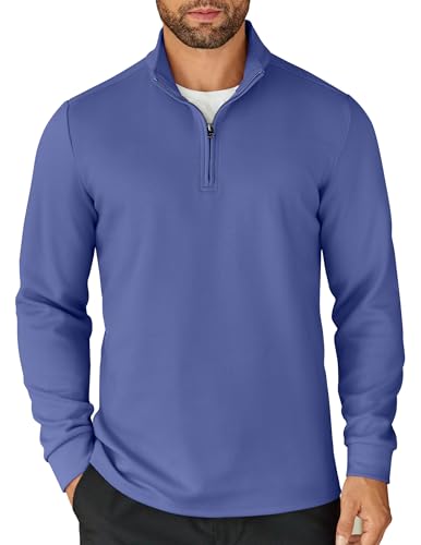 COOFANDY Men's Quarter Zip Up Pullover Lightweight Mock Neck Sweatshirt Casual Long Sleeve Polo Shirt