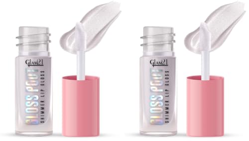 Image of Glam21 Gloss Pout Shimmer Lip Gloss | High Shine |Glossy Finish |Soft & Hydrating Lips | Non-sticky texture | Lightweight | Glass-like shine | Crystal Kiss-Transparent | 7gm (Pack of 2)