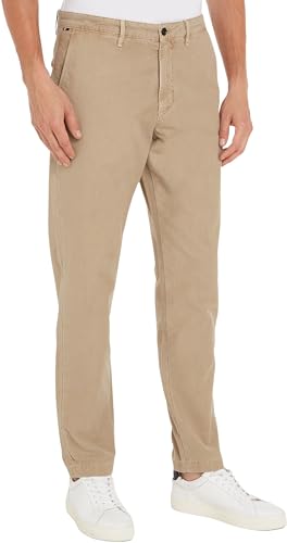Tommy Hilfiger Pantalón chinos Hombre Harlem Gabardine Tejido elástico, Beige (Batique Khaki), 28W/34L