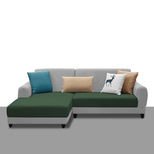 Image of Kraven LHS 4 Seater L Shape Sofa Set for Living Room (Green Grey Fabric) Premium Fabric Sofa