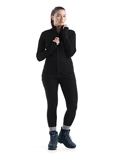 Icebreaker Merino Women's Standard Quantum Iii Long Sleeve Wool Athletic Full Zip Sweater, Black, X-Small #TOP2