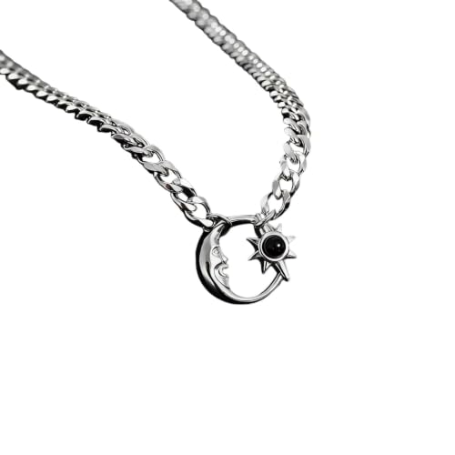 Collier pendentif haut de gamme à motif lune et étoile creuse pour homme