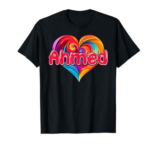 Camiseta colorida con nombre "I Heart Love Ahmed" Camiseta