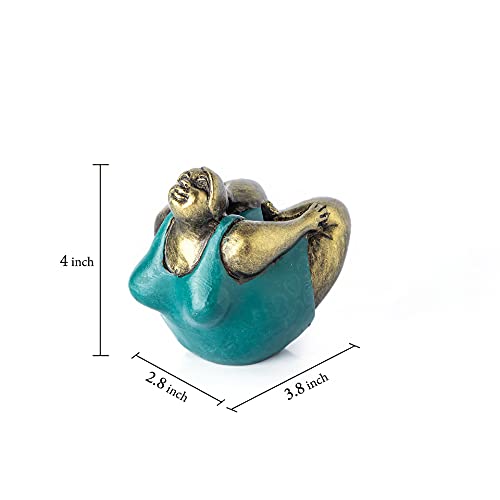 Estatua Decorativa Mujer Yoga Pose Resin Verde Dorado 4" miniatura 2