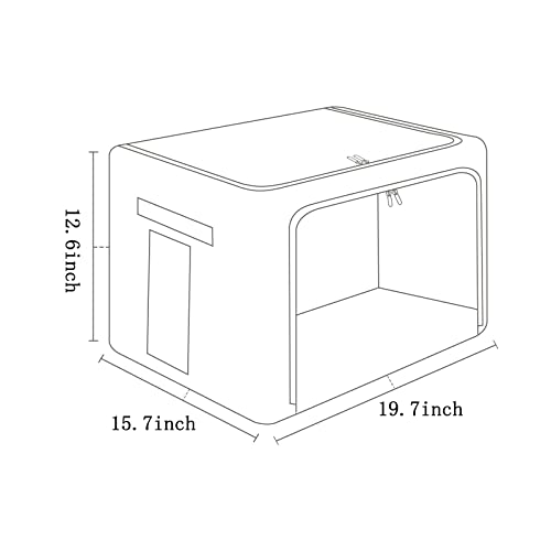 FHSQX 2 Pack Clear Window Storage Bins Large Foldable Fabric Storage Bins Boxes for Clothes Stackable Organizer Set with Carrying Handles19.7X 15.7X 12.6 Inches