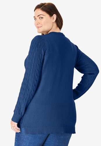 Woman Within Plus Size Cable Knit Pullover Crewneck Sweater2