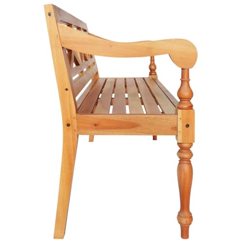 Banc Batavia marron clair en bois d'acajou massif 123 cm de large - 4