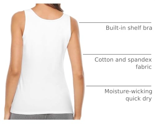 Image of Vislivin Cotton Tank Tops with Shelf Bra for Women Stretch Tanks Wide Strap Undershirts