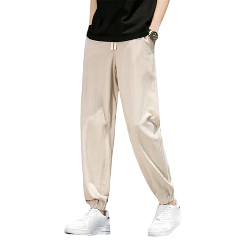 Pantalon sarouel en soie glacée homme décontracté noir ample
