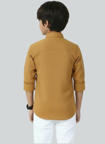 Image of Zilcon Boys Half & Half Long Sleeve Shirts Classic Collared Button-Down Tshirt Solid Cotton Letter Printed Kids & Junior Boys Shirt