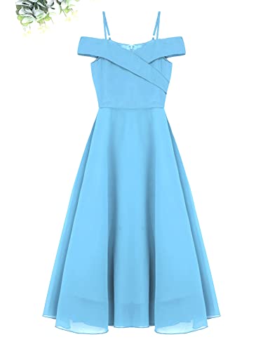 CHICTRY Girls Kids Chiffon Off Shoulder Wedding Pageant Prom Ball Gown A Line Junior Bridesmaid Dress3