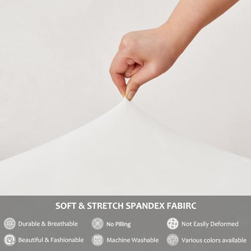 NICEEC Spandex Chair Covers for Dining Chairs Covers Set of 6 Removable Dining Room Chair Covers with Skirt Parson Chair Slipcovers Washable Chair Protector for Kitchen Wedding Party Banquet(White) - Image 3