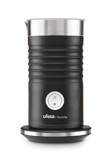 Ufesa Espumador de Leche Eléctrico Nuvella, Potencia 600W, Capacidad 200 ml, 3 Funciones, Espuma Caliente y Fría, Calienta Leche, Tecnología Magnética, Jarra Antiadherente
