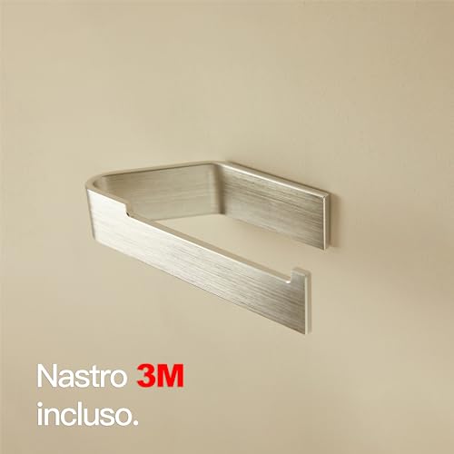 Miniatura 4 de Designfabrik Hamburg Portarrollos De Papel Higiénico Adhesivo I Moderno Soporte Para Rollo De Papel Higiénico I Accesorios De Baño Sin Taladro I Diseño Moderno Plateado Cepillado
