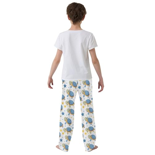 Seamless Picture Turtle Stars Cartoon White Background Pajamas Bottoms with Pockets Comfy Pjs Sleepwear Elastic Waistband Pajamas Pants Lounge Pants for 6-14 Years3