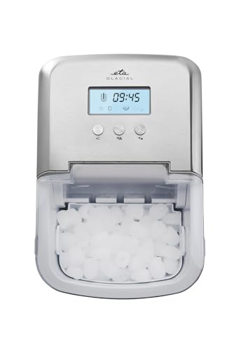 ETA Eiswürfelmaschine Glacial I Eiswürfelautomat I Edelstahl I Eiswürfelbereiter 2 Liter I 2 Eiswürfelgrößen I Produktionskapazität 15 kg / 24 St. I Display I Reinigungsprogramm I