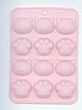 Silicone Chocolate Mold Cat and Cat's Sole (Pink)