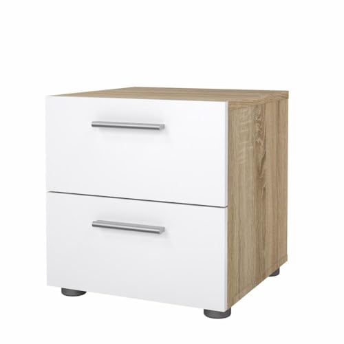 Luttich Chevet Contemporain décor Chene Sonoma et Blanc - l 42 cm