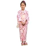 [ALICE MAGIC] 浴衣 子供 女の子 セパレート ワンピース キッズ 簡単着付け 帯セット 和柄 レトロ 綿100％ コットン 夏祭り 夕涼み会 花火 盆踊り お盆休み お祝い プレゼント(110cm,洋菊と蝶結び(14))