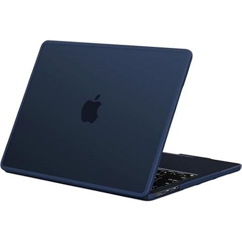 BlueSwan Compatible with MacBook Air 15 inch Case 2024 2023 M3 M2 Model A3114 A2941, Anti-Cracking and Anti-Fingerprint Hard Shell Case, Soft TPU Bumper + PC for Air 15" Laptop, Frosted Midnight Cover
