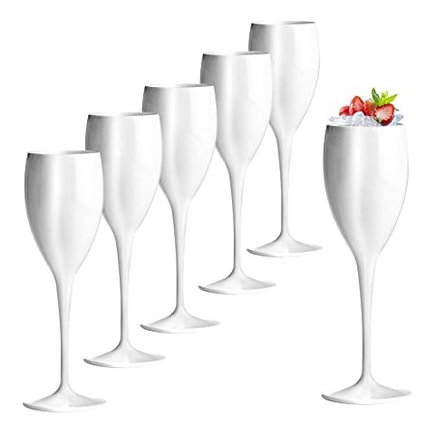 Doimoflair Sektglas aus Kunststoff Bruchsicher Sektkelch Plastik Weiß 17 cl. Set 6 Stück Cover