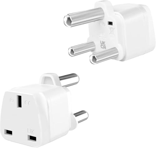 2-PACK UK to South Africa Plug Adapter SHUOMAO UK to South Africa Travel Adapter Converter Plug for SA Namibia Swaziland Lesotho Bhutan Botswana(Type M)