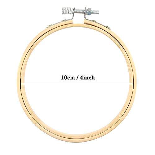 Image of FEBSNOW 16 Pieces 4 Inch Embroidery Hoops Adjustable Natural Material Circle Cross Stitch Hoop Ring Bulk Wooden Round Embroidery Hoop for Art Craft Handy Sewing and Christmas Decoration
