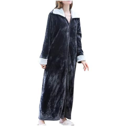 AMhomely Ladies Zip Fleece Dressing Gown Cover