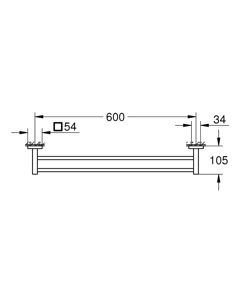GROHE Start Cube - Barra de toallas doble, 600mm, cromo, ref. 41104000
