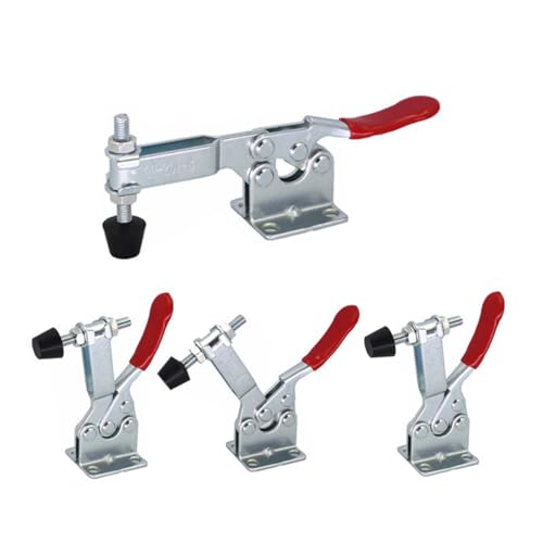 Cn-Bogong GH-201-B Hold Down Toggle Clamps Woodworking Latch Antislip Red Hand Tool Holding Capacity Antislip Horizontal Heavy Duty Toggle Clamp 201B 198Lbs Quick Release Tool cover