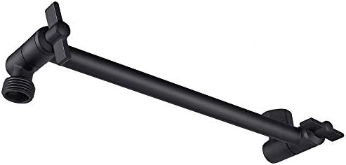 NearMoon Adjustable Shower Arm Universal Connection, Solid Brass Shower Extension Arm, Adjust Angle to Upgrade Shower Experience, Easy to Install, Anti-leak (11 Inch, Matte Black)