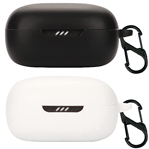 Acadeny Compatible for JBL Live Free 2 TWS Headphone Case, [Supports Wireless Charging] [Shockproof Protective Case] Silicone Headphone Case (Black-White)