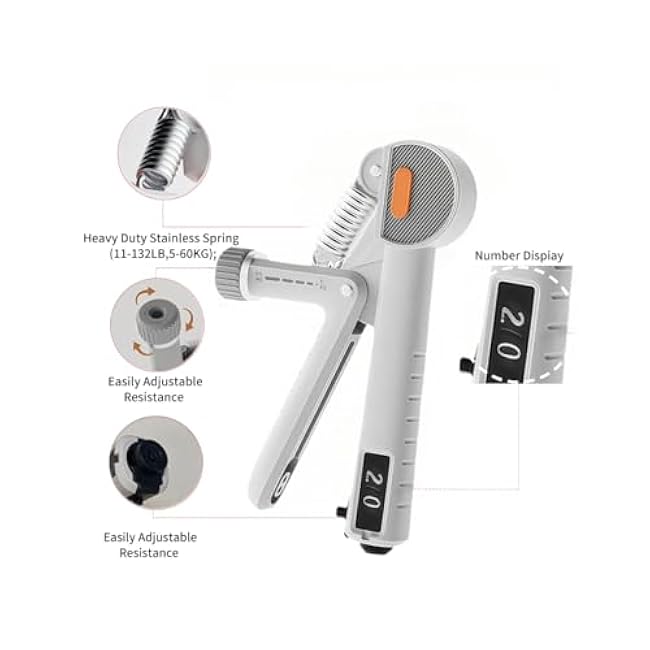 Grip Strength Trainer, Hand Grip Strengthener with Adjustable Resistance 11-132Lbs, Automatic Counter, Ergonomic Design, Forearm Strengthener for Musicians Athletes and Injury Recovery