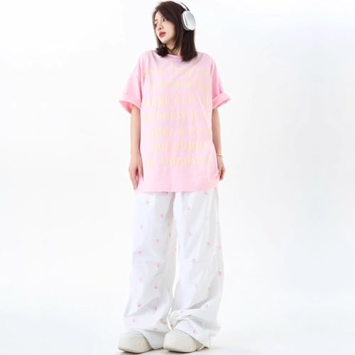 Women Baggy Cargo Pants High Waisted Wide Leg Parachute Joggers Drawstring Baggy Track Pants Y2K Aesthetic4