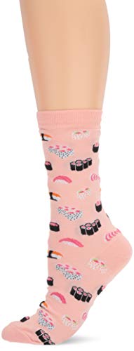 Hot Sox Women's Food and Drink Novelty Casual Crew Socks, Sushi (Blush), Shoe Size: 4-10