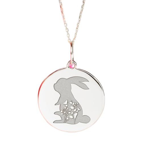 Collier lapin argent 925 pour homme et femme, bijou fait main de 24 mm