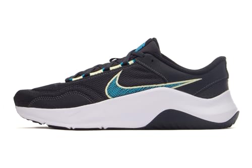Image of NIKE Men's Legend Essential 3 Sneaker, Anthracite/Blue Lightning-White-Black, 8 UK