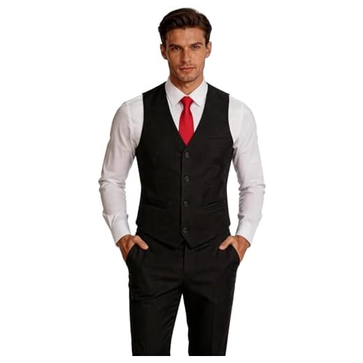 Furuyal Conjunto de colete masculino de 2 peças, caimento justo, casual, colete, Preto