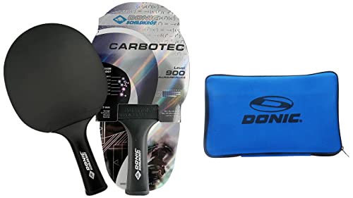 Image of Donic 1200075 Carbotec 900 Table Tennis Bat (Colour May Vary) & Wooden Case with Cover Table Tennis Cover (Colour May Vary) Combo
