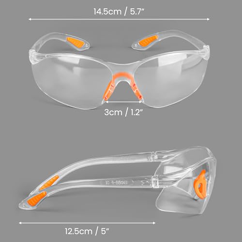 Foto von Kurtzy 12-er Pack Schutzbrille Arbeitsschutzbrille - Arbeitsschutzbrille mit Gummieinsatz - Safety Glasses - Arbeitsbrille Labor - Schutzbrille Schießsport - Staubschutzbrille
