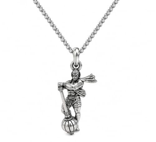 Image of Hanuman Locket for Men & Women | Spiritual Religious Pendant with Chain | Bajrangbali Hanuman Ji Kavach for Protection, Strength, Positive Energy & Devotional Wear Unisex