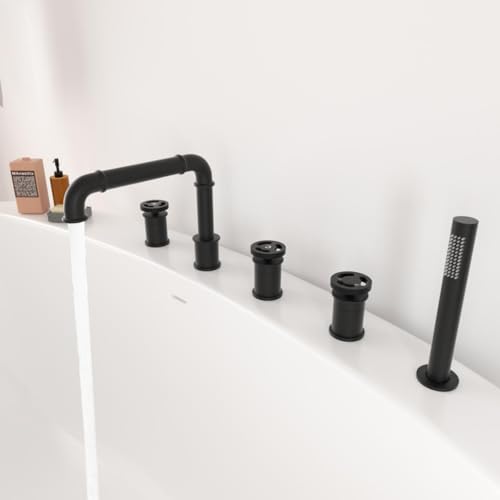 Ensemble de pommeau de douche et mitigeur noir mat haute performance - 2